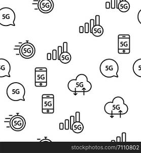 5G Fast Network, Connection To Website Vector Seamless Pattern Illustration. 5G Fast Network, Connection To Website Vector Seamless Pattern