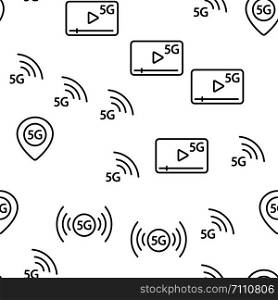 5G Fast Network, Connection To Website Vector Seamless Pattern Illustration. 5G Fast Network, Connection To Website Vector Seamless Pattern