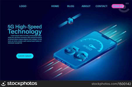 5g High-speed Technology concept. Network Communication Wireless Internet. network connection fastest internet. isometric flat design vector illustration