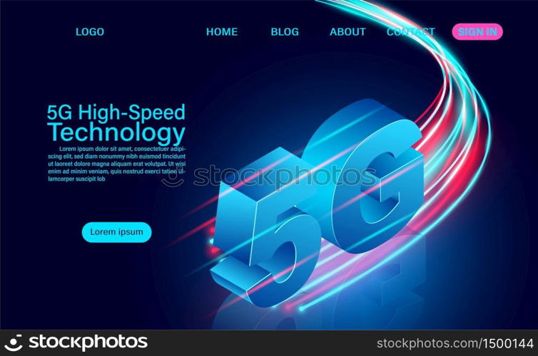 5g High-speed Technology concept. Network Communication Wireless Internet. network connection fastest internet. isometric flat design vector illustration