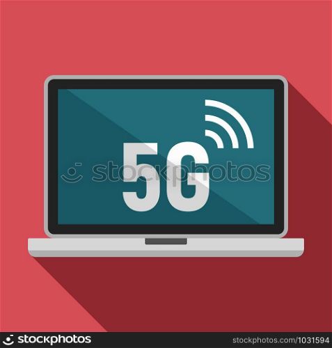 5G laptop icon. Flat illustration of 5G laptop vector icon for web design. 5G laptop icon, flat style