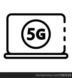 5G laptop modem icon. Outline 5G laptop modem vector icon for web design isolated on white background. 5G laptop modem icon, outline style