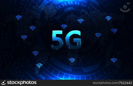 5g Network Global Earth Communications. Technology Background - Illustration Vector. 5g Network Global Earth Communications. Technology Background