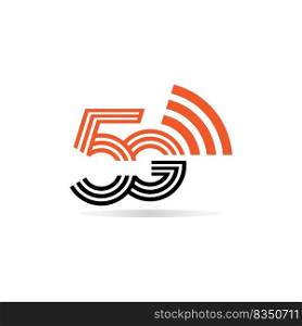 5G network logo. Logo network 5G connection. Number 5 and G letter.