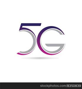 5G network logo. Logo network 5G connection. Number 5 and G letter.