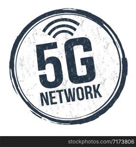 5G network sign or stamp on white background, vector illustration