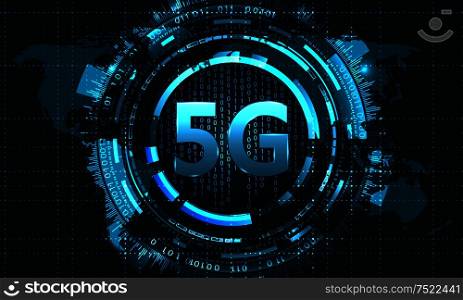 5G New Wireless Internet Wi-fi Connection. Global Network High Speed Innovation - Illustration Vector. 5G New Wireless Internet Wi-fi Connection. Global Network High Speed Innovation