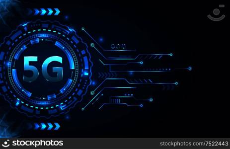 5G New Wireless Internet Wi-fi Connection, HUD Elements - Illustration Vector. 5G New Wireless Internet Wi-fi Connection, HUD Elements