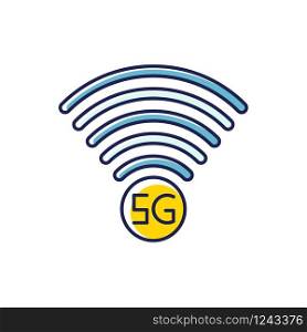 5G signal indicator RGB color icon. Internet connection quality. High quality signal. Mobile cellular network. Wireless technology. Isolated vector illustration