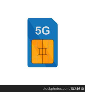 5G sim card mobile in flat style, vector. 5G sim card mobile in flat style