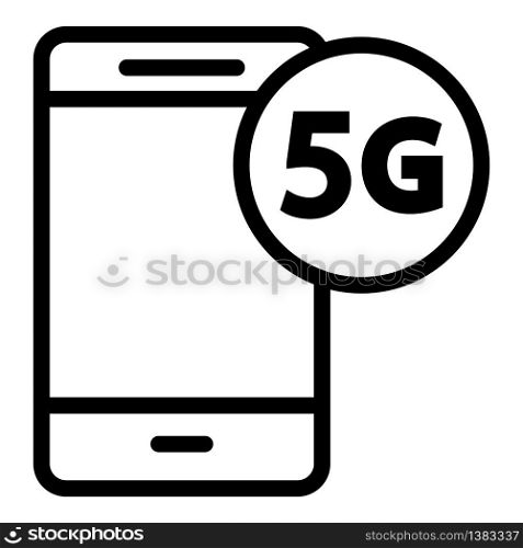 5G smartphone icon. Outline 5G smartphone vector icon for web design isolated on white background. 5G smartphone icon, outline style
