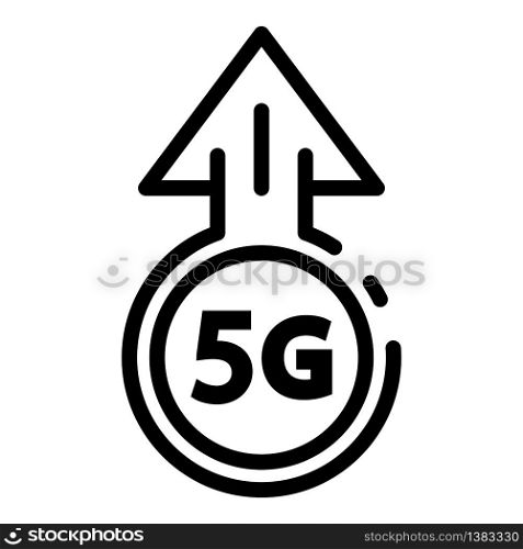 5G speed icon. Outline 5G speed vector icon for web design isolated on white background. 5G speed icon, outline style