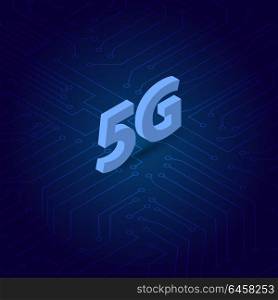 5G symbol on the background of computer contacts.. 5G symbol on the background of computer contacts. Vector illustration .