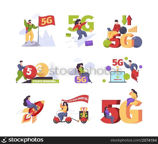 5g technologies. Telecommunication fast mobile network future technologies cellular broadcasting good connection garish vector business concept illustration. Mobile technology 5g internet. 5g technologies. Telecommunication fast mobile network future technologies cellular broadcasting good connection garish vector business concept illustrations