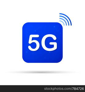 5G technology icon symbols. Wireless mobile telecommunication service concept. Vector stock illustration.