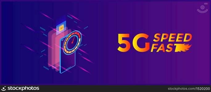 5g technology speed data, internet, concept mobile technology transmission connection, banner design vector