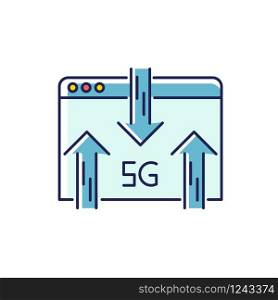 5G web browser RGB color icon. Internet browsing. Wireless technology. Fast connection. Data transmission, information exchange. Mobile cellular network. Isolated vector illustration