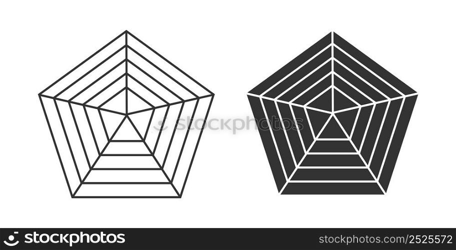 5S blank pentagon radar chart icon. Spider diagram illustration symbol. Sign geometry vector.