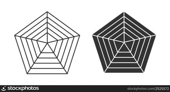 5S blank pentagon radar chart icon. Spider diagram illustration symbol. Sign geometry vector.