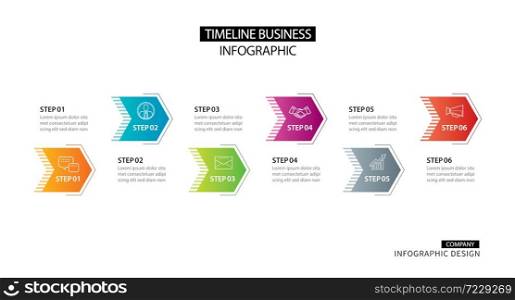 6 arrow infographic with abstract template. Presentation step business modern background.