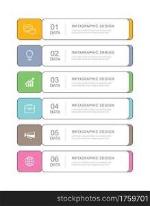 6 data infographics tab paper thin line index template. Vector illustration abstract background. Can be used for workflow layout, business step, banner, web design.