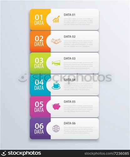 6 infographic tab index banner design vector and marketing template business. Can be used for workflow layout, diagram, annual report, web design. Business concept with steps processes.