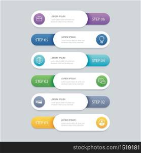 6 infographic timeline template business concept.Vector can be used for workflow layout, diagram, number step up options, web design ,annual report