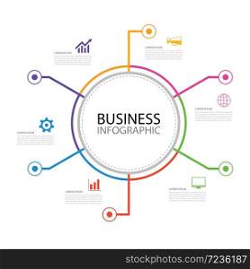 6 thin line minimal arrow business infographic circle template. Can be used for workflow layout, diagram, number options, web design, timeline