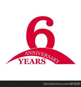 6 years anniversary, flat simple design, logo