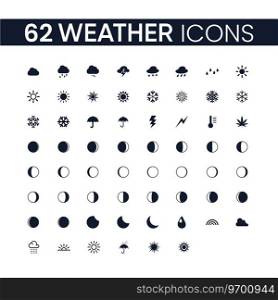 62 weather icons set Royalty Free Vector Image