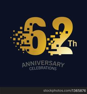 62 Year Anniversary logo template. Design Vector template for celebration