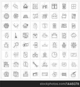 64 Interface Line Icon Set of modern symbols on board, board, closed, remove, close Vector Illustration
