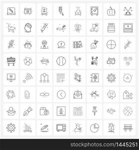 64 Interface Line Icon Set of modern symbols on internet, download, religion, straightening, hair Vector Illustration