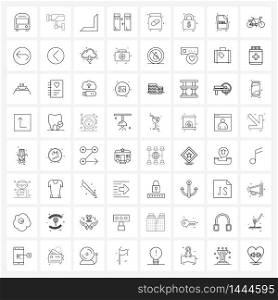 64 Interface Line Icon Set of modern symbols on medical, internet, video, connection, right Vector Illustration