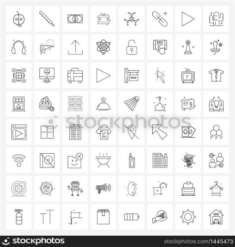 64 Interface Line Icon Set of modern symbols on paper clip, connection, money, network, networking Vector Illustration