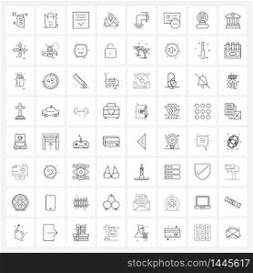 64 Interface Line Icon Set of modern symbols on pipe, energy, shop, map, download Vector Illustration