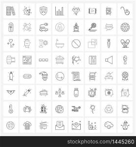 64 Interface Line Icon Set of modern symbols on precious, diamond, protection, presentation, graph Vector Illustration