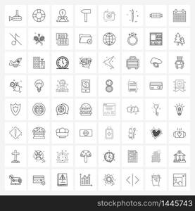 64 Interface Line Icon Set of modern symbols on tool, hammer, sea, construction, idea Vector Illustration