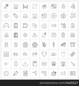 64 Interface Line Icon Set of modern symbols on world, interface, up, ui, sleep Vector Illustration