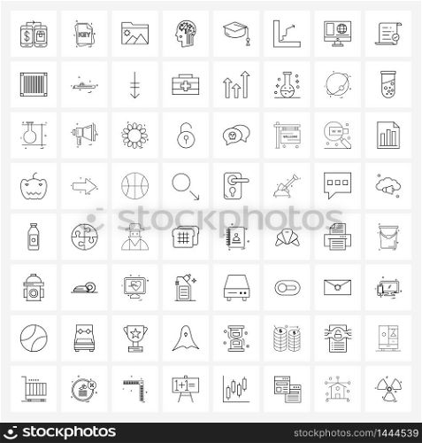 64 Universal Icons Pixel Perfect Symbols of graduate, robotics, key, artificial intelligence, landscape Vector Illustration