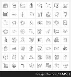 64 Universal Icons Pixel Perfect Symbols of graduate, robotics, key, artificial intelligence, landscape Vector Illustration
