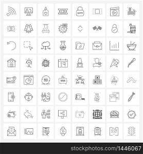 64 Universal Icons Pixel Perfect Symbols of secure, gdpr protection, romantic, theater, film Vector Illustration