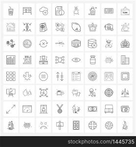 64 Universal Icons Pixel Perfect Symbols of space craft, rocket, cloud, alert, floppy disk Vector Illustration