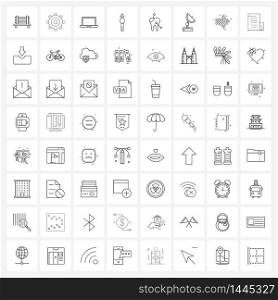 64 Universal Line Icon Pixel Perfect Symbols of dentist, tooth, laptop, fire place, fire Vector Illustration