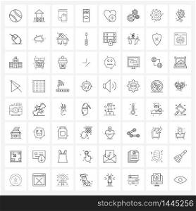 64 Universal Line Icon Pixel Perfect Symbols of love, heart, institution, lights flame, fire Vector Illustration