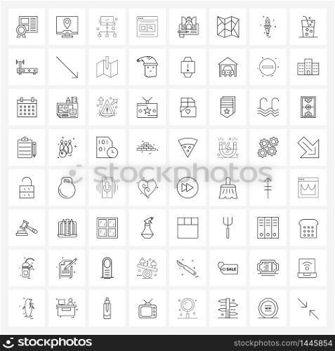 64 Universal Line Icon Pixel Perfect Symbols of plan, house, networking, home, browser Vector Illustration
