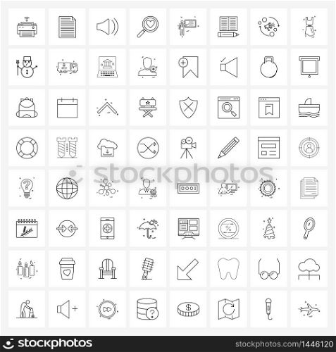 64 Universal Line Icon Pixel Perfect Symbols of presentation, avatar, music, message, love Vector Illustration