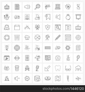 64 Universal Line Icon Pixel Perfect Symbols of presentation, avatar, music, message, love Vector Illustration