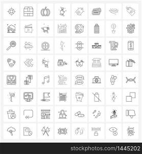 64 Universal Line Icon Pixel Perfect Symbols of sale tag, discount, pumpkin, sale, finger Vector Illustration