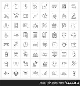 64 Universal Line Icon Pixel Perfect Symbols of sign, nature, farm, camp, fair Vector Illustration